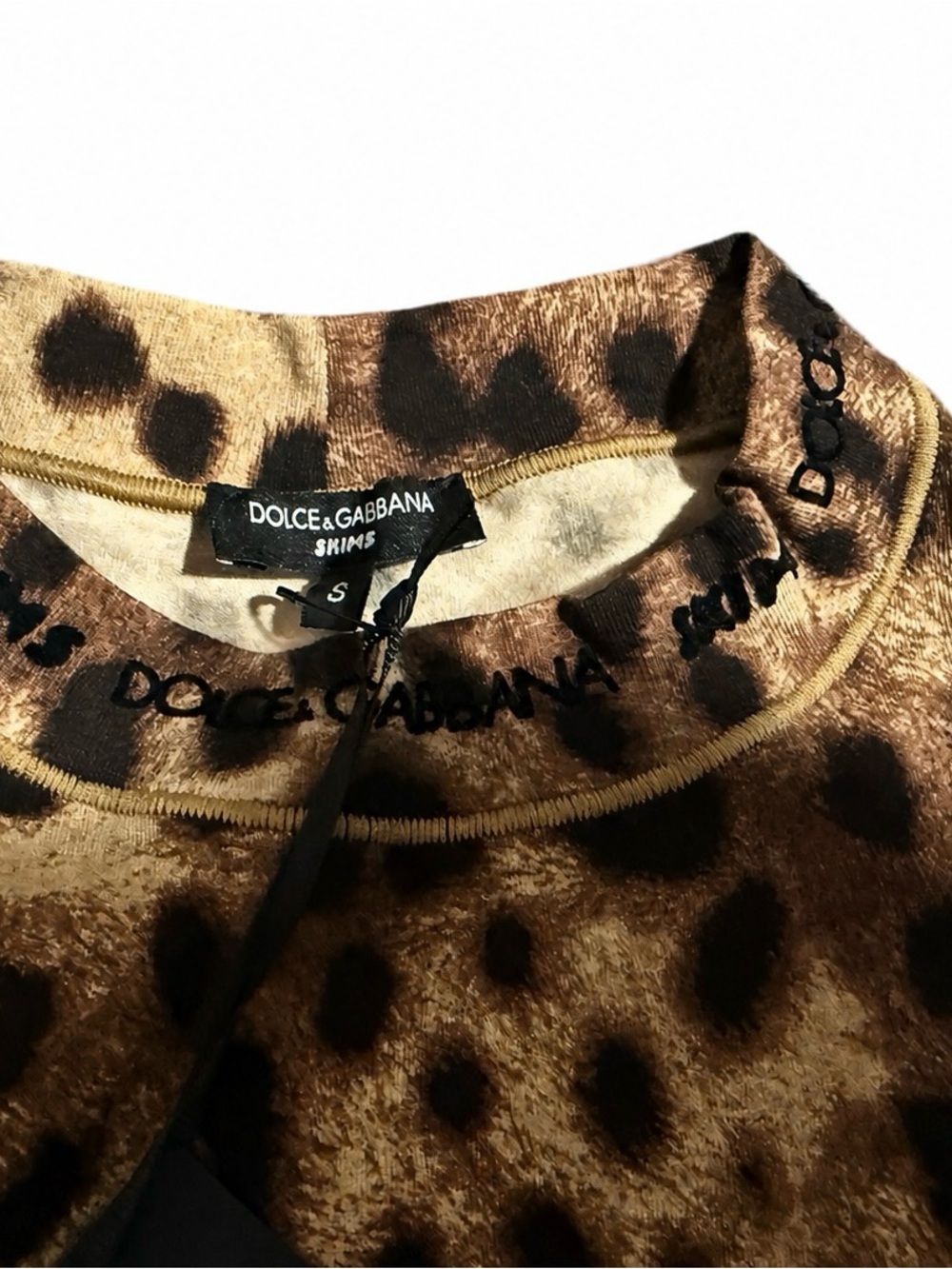 SKIMS/Dolce & Gabbana- Leopard Cotton Jersey Long Sleeve Top - Picture 3 of 4